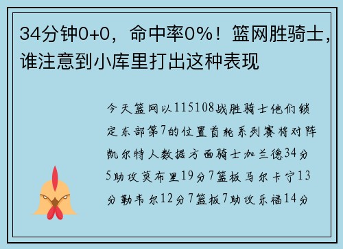 34分钟0+0，命中率0%！篮网胜骑士，谁注意到小库里打出这种表现